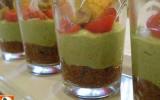 Verrines mousse d'asperges sur tapenade rouge