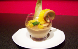 Verrine de boudin blanc, lentilles et agrumes