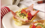 Croustades de fromage, jambon et tomate