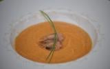 Velouté de carottes au gingembre et crevettes grises