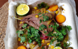 Papillote tagine de canard et petits légumes au citron confit et coriandre