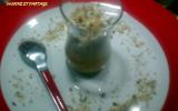 Verrine de compote de poires au vinaigre de Xérès/chantilly roquefort et noix