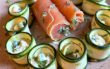 Roulé de saumon aux courgettes et chèvre frais