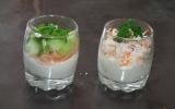 Verrine de saumon fumé, concombre, surimi