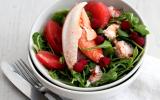 Salade de homard au pamplemousse et framboises