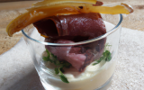 Verrine ricotta magret de canard fumé