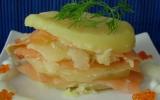 Mille-feuille de pomme de terre au saumon fumé