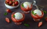 Île flottante aux Fraises du Périgord IGP et à la menthe