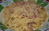 Pâtes à la carbonara et herbes de Provence