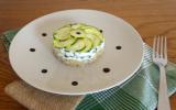 Cheesecake de courgettes au boulgour, faisselle et basilic