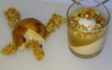 Panacotta au roquefort, Gelée de muscat et poires pochées, Crumble aux noix