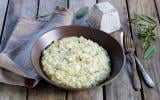 Risotto aux herbes et Pyramide de Valençay