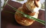 Religieuses aux girolles, aux noisettes et au fromage de chèvre