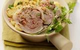 Emincé de tête de veau en salade, pommes de terre et oignons rouges