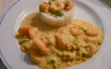 Gambas au curry et lait de coco