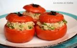 Tomates farcies au risotto, mascarpone, parmesan et petits pois