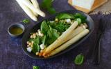 Salade d'Asperges des Sables des Landes IGP rôties aux pois chiches, pousses d'épinards et feta