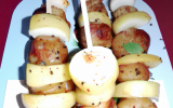 Brochettes pommes boudin blanc