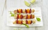 Brochettes de filet de lapin, melon et chorizo