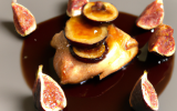 Chapon au miel, aux figues et au foie gras