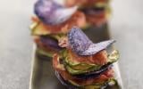 Mille feuilles de Vitelotte, courgette et coppa