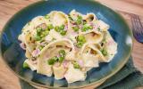 Pappardelle à la crème, jambon et petits pois