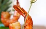 Brochettes de gambas à l'ananas et menthe