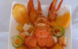 Salade de homard-gambas, kaki et mangue