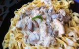 Pâtes à la crême de moutarde et ses champignons