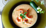 Gaspacho de langoustines à la crème de courgette