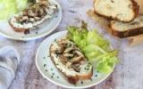 Tartines au fromage frais et champignons