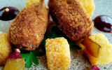 Croquettes de canard et foie gras condiment pomme mostarda