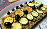 Flétan en croûte d'olives et galettes courgettes-quinoa