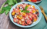 Salade de pastèque féta aux tomates cerises et olives