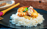 Rougeaille de gambas à la crème et riz basmati