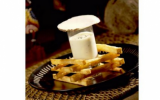 Frites d'igname et verrine de fourme d'Ambert