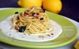 Spaghettis infusés aux écorces de citron et basilic, sauce crémeuse