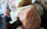 Brochettes de saumon et Saint-Jacques, crème vanillée