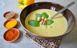 Velouté aux poivrons jaunes, cumin et pois chiches