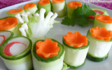 Rouleau concombre, carotte et surimi