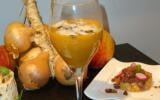 Velouté de courge musquée, émulsion et croûtons de flammenckuche