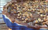 Tarte aubergines confit d'oignons à la coriandre et pignons grillés