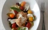 Salade mozza chaude, carottes, betteraves, courgettes