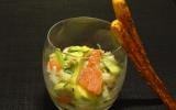 Verrine de crabe et avocat aux agrumes, vinaigrette au gingembre