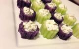 Cottage cheese en vert et violet