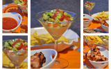 Verrine salsa, brochettes de poulet au bacon et sauce salsa