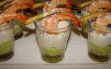 Verrines avocat, crabe, crevettes et pamplemousse