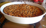 Clafoutis aux framboises et aux pêches