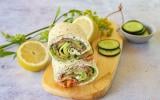 Wraps au fromage frais, concombres et saumon fumé