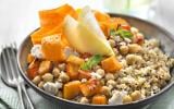 Bowl boulgour, millet, quinoa rouge, courge  et pois chiches